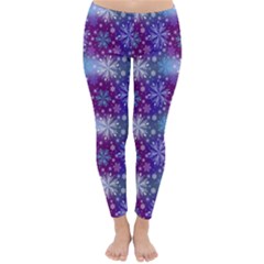 Snow Blue Purple Tulip Classic Winter Leggings by Dutashop