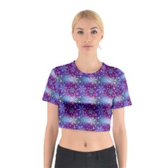 Snow Blue Purple Tulip Cotton Crop Top by Dutashop