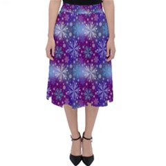 Snow Blue Purple Tulip Classic Midi Skirt by Dutashop