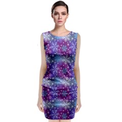 Snow Blue Purple Tulip Sleeveless Velvet Midi Dress by Dutashop