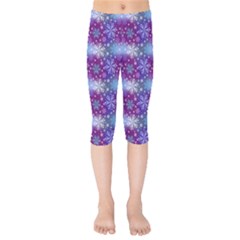 Snow Blue Purple Tulip Kids  Capri Leggings  by Dutashop