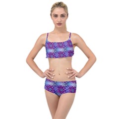 Snow Blue Purple Tulip Layered Top Bikini Set by Dutashop