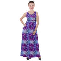 Snow Blue Purple Tulip Empire Waist Velour Maxi Dress by Dutashop