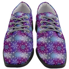 Snow Blue Purple Tulip Women Heeled Oxford Shoes by Dutashop