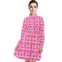 Heart Pink Long Sleeve Chiffon Shirt Dress