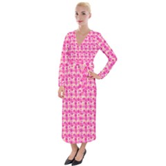 Heart Pink Velvet Maxi Wrap Dress