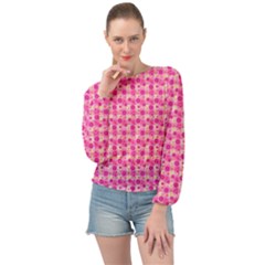 Heart Pink Banded Bottom Chiffon Top by Dutashop