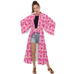 Heart Pink Maxi Kimono