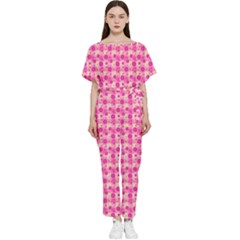 Heart Pink Batwing Lightweight Jumpsuit