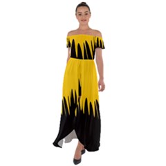 Funny Graphics Off Shoulder Open Front Chiffon Dress