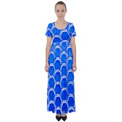 Hexagon Windows High Waist Short Sleeve Maxi Dress