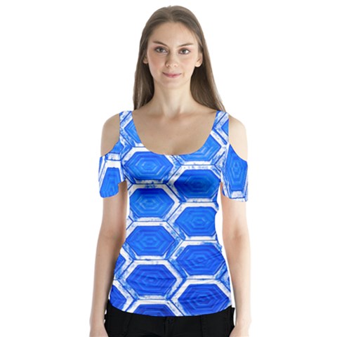 Hexagon Windows Butterfly Sleeve Cutout Tee  by essentialimage365