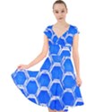 Hexagon Windows Cap Sleeve Front Wrap Midi Dress View1