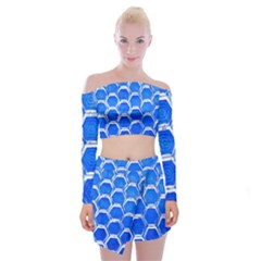 Hexagon Windows Off Shoulder Top With Mini Skirt Set