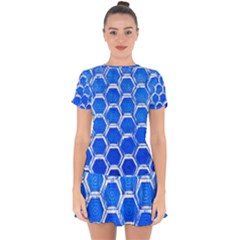 Hexagon Windows Drop Hem Mini Chiffon Dress