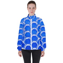 Hexagon Windows Women s High Neck Windbreaker by essentialimage365