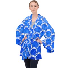 Hexagon Windows Long Sleeve Velvet Kimono 