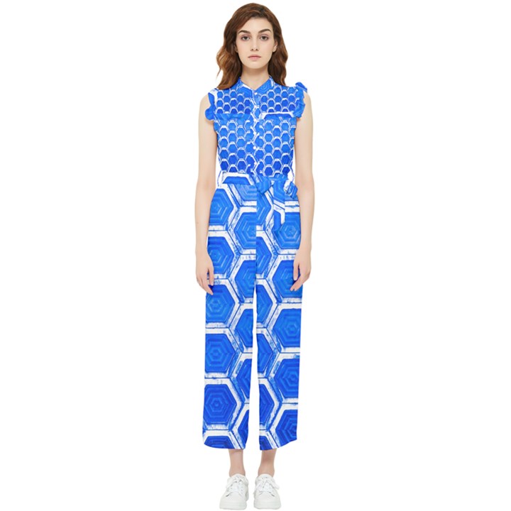 Hexagon Windows Women s Frill Top Jumpsuit