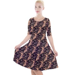 Rose Flowers #6 Quarter Sleeve A-line Dress by Kettukas