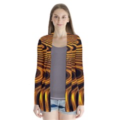 Wave Abstract Lines Drape Collar Cardigan