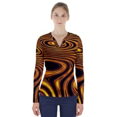 Wave Abstract Lines V-neck Long Sleeve Top