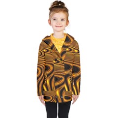 Wave Abstract Lines Kids  Double Breasted Button Coat