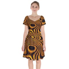 Wave Abstract Lines Short Sleeve Bardot Dress by Dutashop