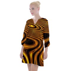 Wave Abstract Lines Open Neck Shift Dress