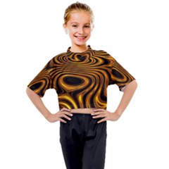 Wave Abstract Lines Kids Mock Neck Tee