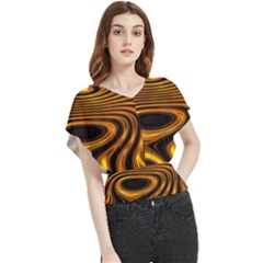 Wave Abstract Lines Butterfly Chiffon Blouse