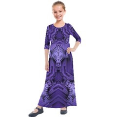 Mandala Neon Kids  Quarter Sleeve Maxi Dress by Dutashop