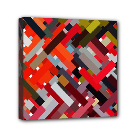 Maze Abstract Texture Rainbow Mini Canvas 6  X 6  (stretched) by Dutashop