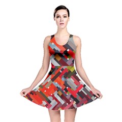 Maze Abstract Texture Rainbow Reversible Skater Dress by Dutashop