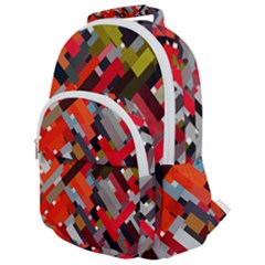 Maze Abstract Texture Rainbow Rounded Multi Pocket Backpack