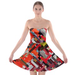 Maze Abstract Texture Rainbow Strapless Bra Top Dress by Dutashop