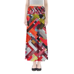 Maze Abstract Texture Rainbow Full Length Maxi Skirt by Dutashop