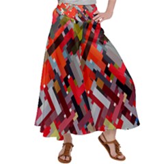 Maze Abstract Texture Rainbow Satin Palazzo Pants