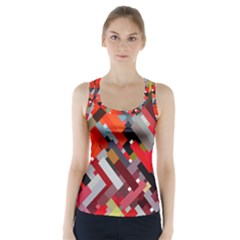 Maze Abstract Texture Rainbow Racer Back Sports Top by Dutashop