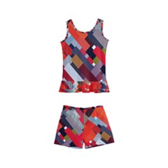 Maze Abstract Texture Rainbow Kids  Boyleg Swimsuit by Dutashop