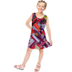 Maze Abstract Texture Rainbow Kids  Tunic Dress by Dutashop