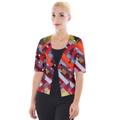 Maze Abstract Texture Rainbow Cropped Button Cardigan by Dutashop