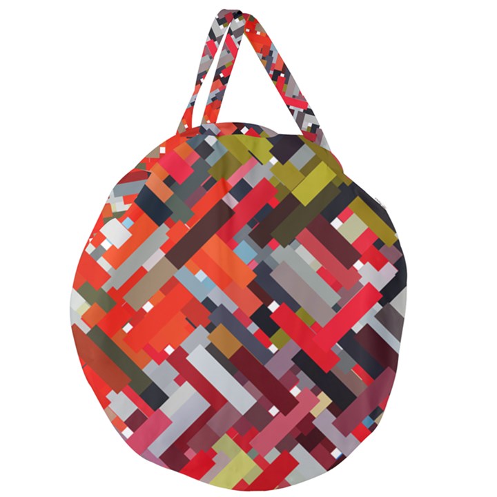 Maze Abstract Texture Rainbow Giant Round Zipper Tote