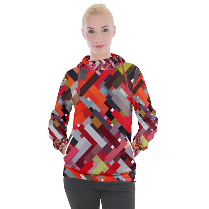 Maze Abstract Texture Rainbow Women s Hooded Pullover