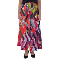 Maze Abstract Texture Rainbow Flared Maxi Skirt by Dutashop