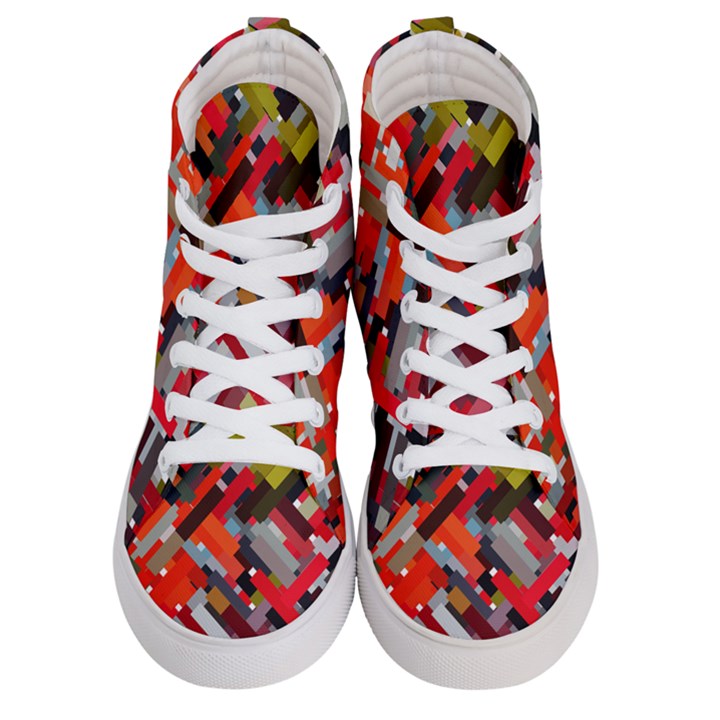 Maze Abstract Texture Rainbow Women s Hi-Top Skate Sneakers