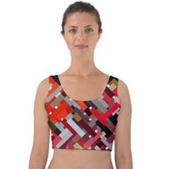 Maze Abstract Texture Rainbow Velvet Crop Top