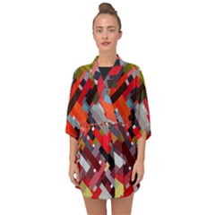 Maze Abstract Texture Rainbow Half Sleeve Chiffon Kimono by Dutashop