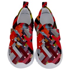 Maze Abstract Texture Rainbow Kids  Velcro No Lace Shoes by Dutashop