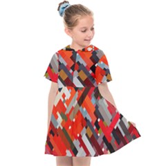 Maze Abstract Texture Rainbow Kids  Sailor Dress by Dutashop