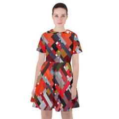 Maze Abstract Texture Rainbow Sailor Dress by Dutashop